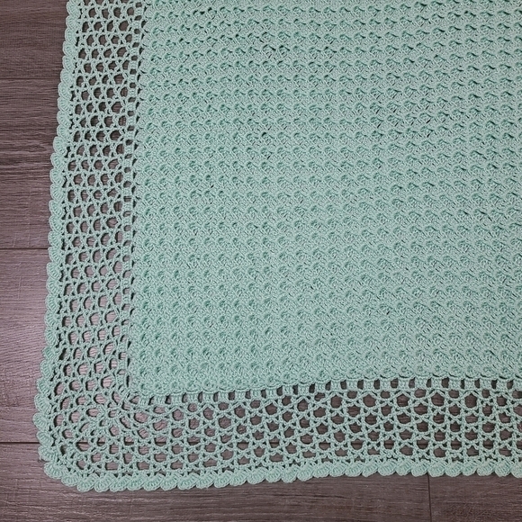 TEAL knitted rectangular baby blanket - Picture 9 of 13